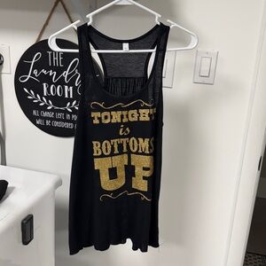 Black Tank Top with Gold Graphic